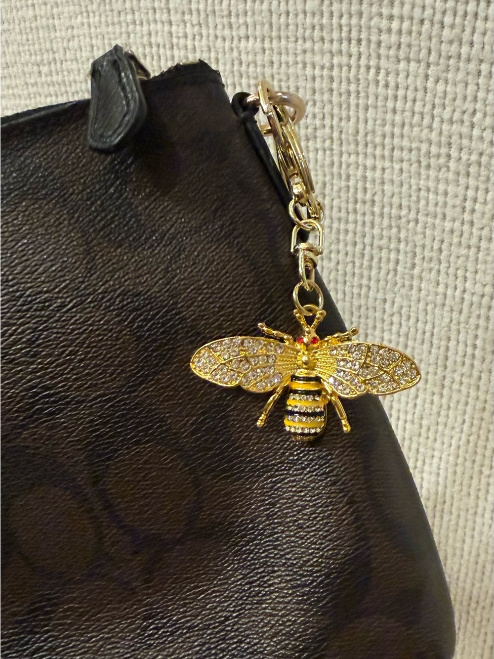 Rhinestone Bumblebee Bag Charm Enamel Honey Bee Purse Accessory
